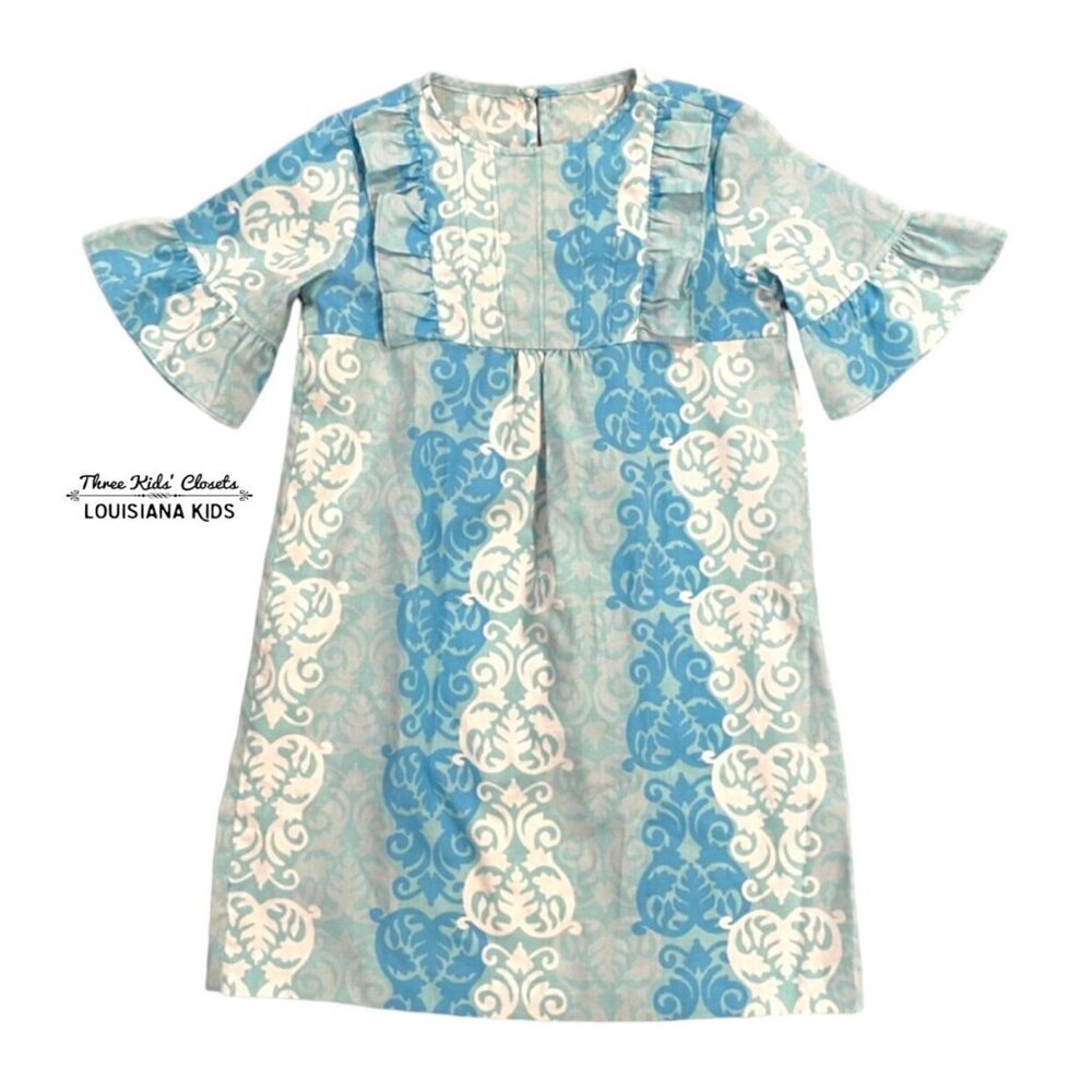 Kelly's Kids 5-6Y Blue Caroline Bell Sleeve Dress